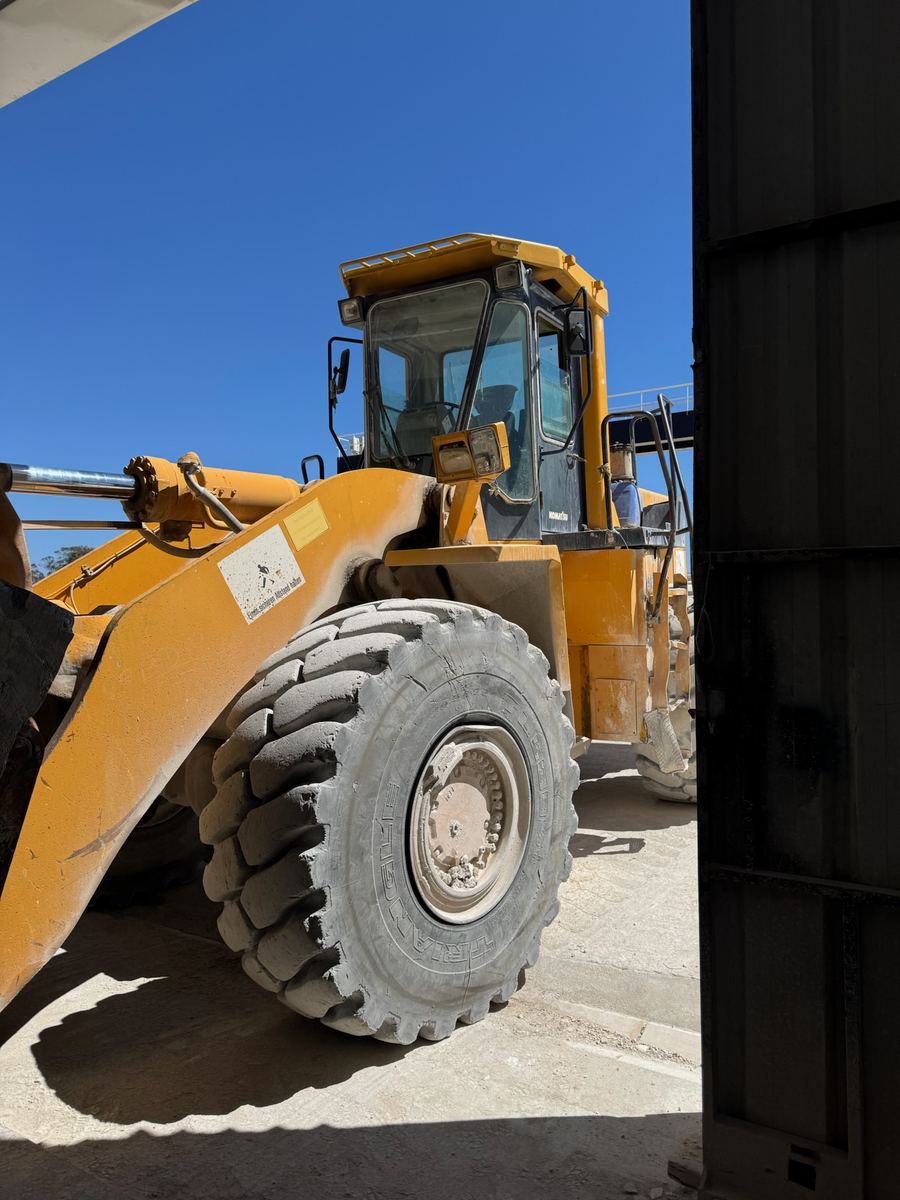 Wheel loader in the processing shed
