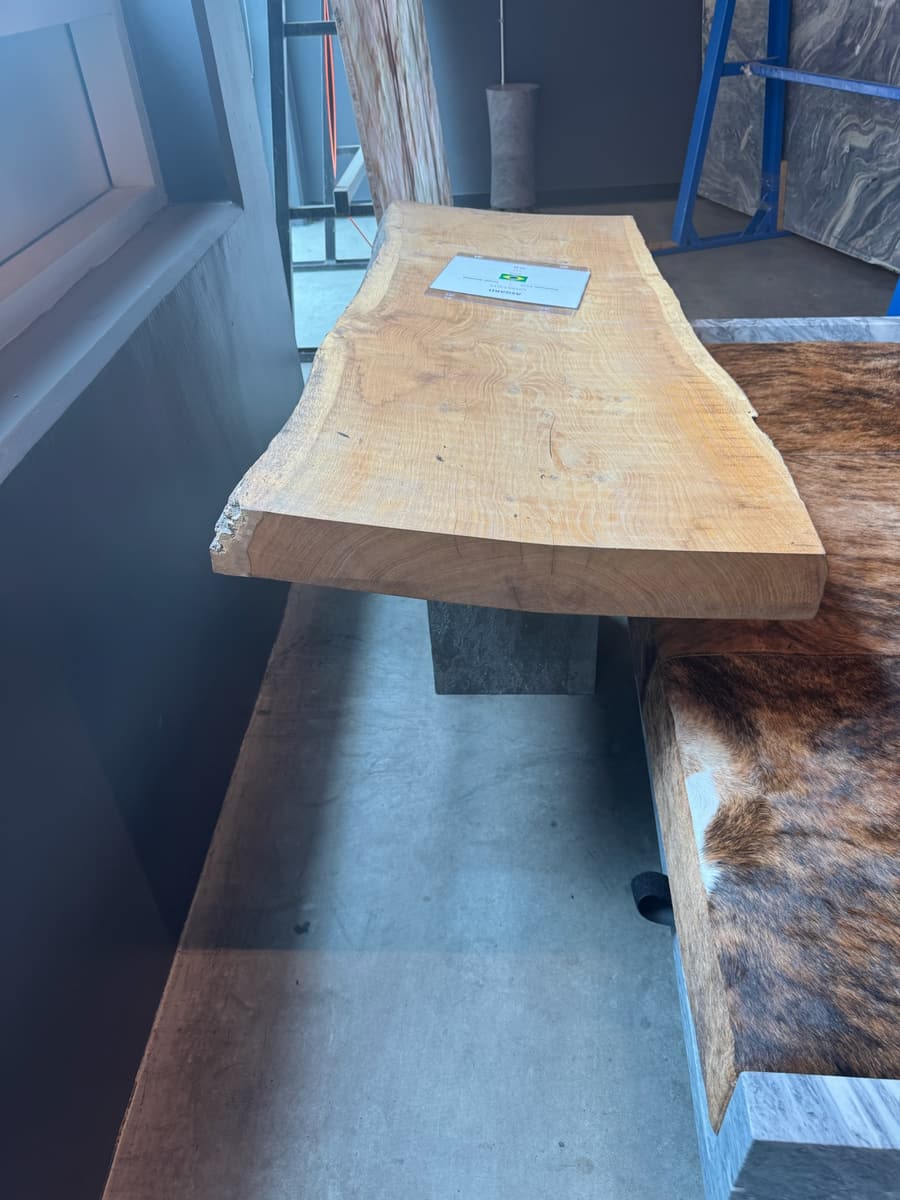 Live-edge stone table, full length